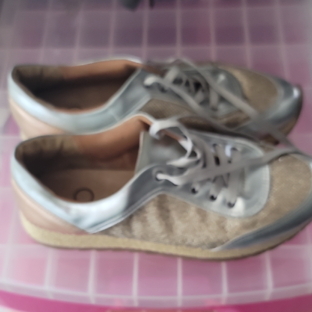Stylish Silver and Tan Women's Sneakers By BKS